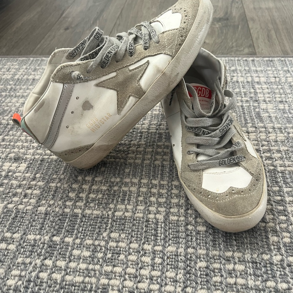 Golden Goose Kids White and Gray Star Sneakers
